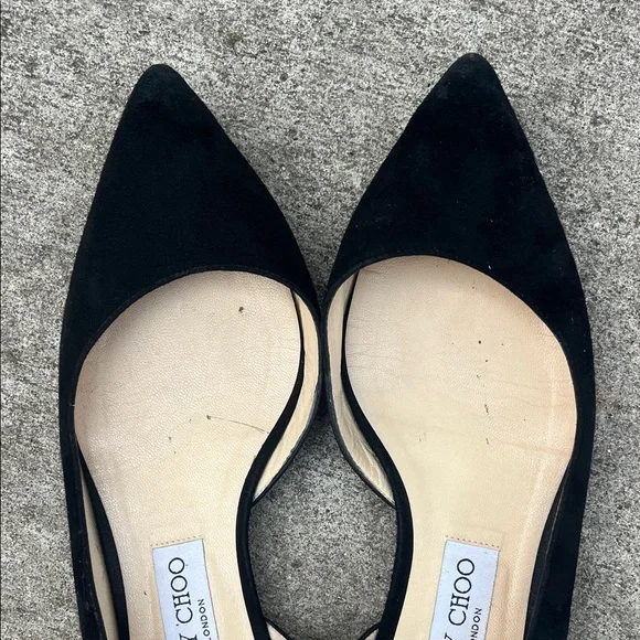Jimmy Choo Black Pointed Flats - Picture 4 of 6